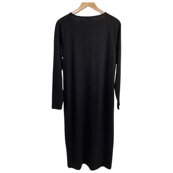 NEW Eileen Fisher Stretch Jersey Knit Jewel Neck Dress Black Size Large - Picture 5 of 10